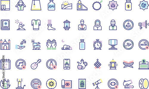 Islamic practices and traditions Modern Illustration Symbol Design Template for Web and Mobile UI. Editable Stroke Pictogram for Business Projects and Apps.