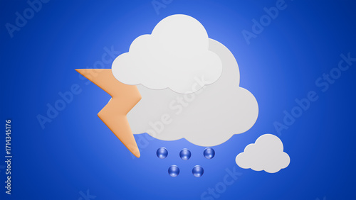 Weather icon on blue background. 3d render illustration.