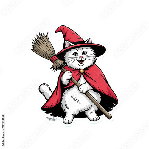 halloween witch with a broom