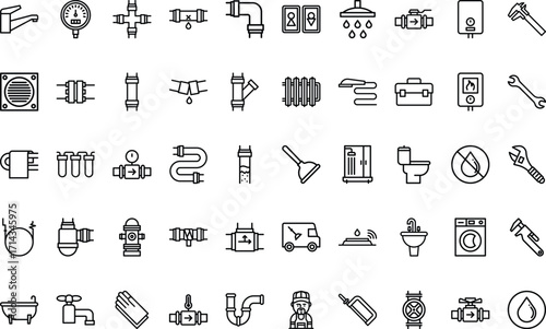 Plumbing and sanitation equipment Modern Illustration Symbol Design Template for Web and Mobile UI. Editable Stroke Pictogram for Business Projects and Apps.
