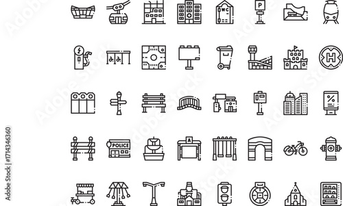Public infrastructure Modern Illustration Symbol Design Template for Web and Mobile UI. Editable Stroke Pictogram for Business Projects and Apps.