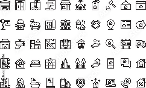 Real estate and property management Modern Illustration Symbol Design Template for Web and Mobile UI. Editable Stroke Pictogram for Business Projects and Apps.