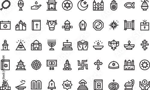 Religious symbols and  Modern Illustration Symbol Design Template for Web and Mobile UI. Editable Stroke Pictogram for Business Projects and Apps.