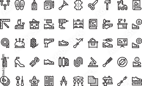 Shoe making and repair Modern Illustration Symbol Design Template for Web and Mobile UI. Editable Stroke Pictogram for Business Projects and Apps.