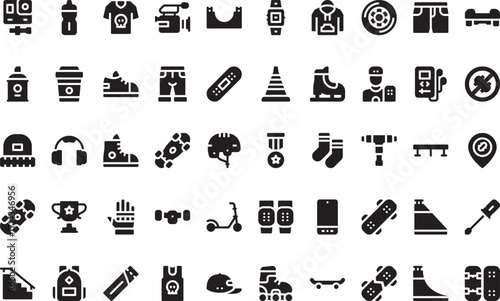 Skateboarding and action sports Modern Illustration Symbol Design Template for Web and Mobile UI. Editable Stroke Pictogram for Business Projects and Apps.
