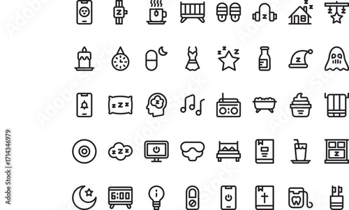 Sleep and relaxation Modern Illustration Symbol Design Template for Web and Mobile UI. Editable Stroke Pictogram for Business Projects and Apps.