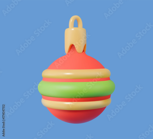 Christmas bauble 3D vector icon