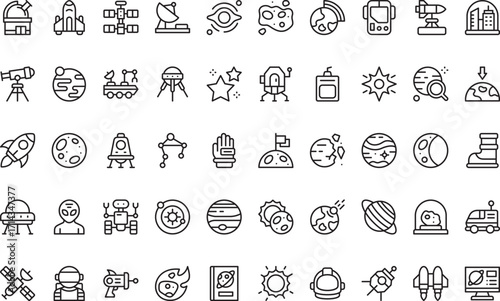 Space exploration and technology Modern Illustration Symbol Design Template for Web and Mobile UI. Editable Stroke Pictogram for Business Projects and Apps.