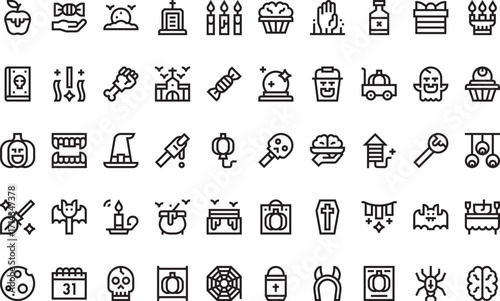 Spooky halloween party Modern Illustration Symbol Design Template for Web and Mobile UI. Editable Stroke Pictogram for Business Projects and Apps.