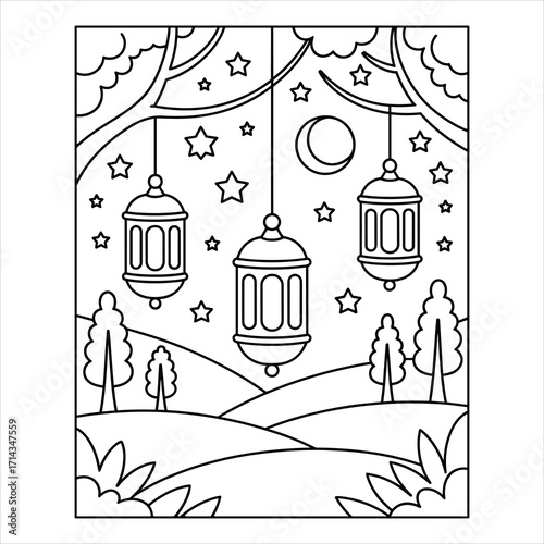 Lantern Night Coloring Page