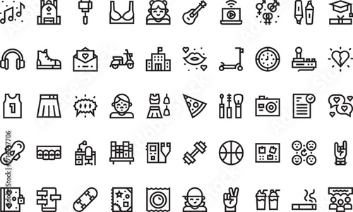 Teenage life and interests Modern Illustration Symbol Design Template for Web and Mobile UI. Editable Stroke Pictogram for Business Projects and Apps.