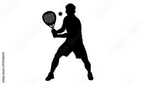 Silhouette vector man playing padel tennis