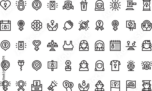 Women's rights and empowerment Modern Illustration Symbol Design Template for Web and Mobile UI. Editable Stroke Pictogram for Business Projects and Apps.