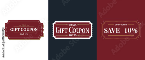 Vintage gift coupon ticket template with retro border and typography design for discount voucher sale and promotional use