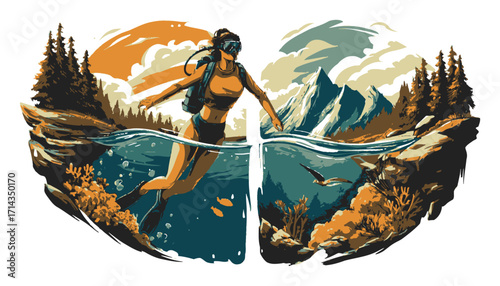 Serene Mountain Landscapes with Autumn Trees and Sunset Views