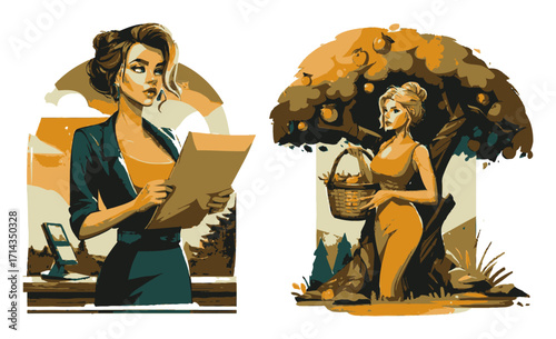 Mountain Biker and Snowboarder in Nature with Sunflowers and Mountains