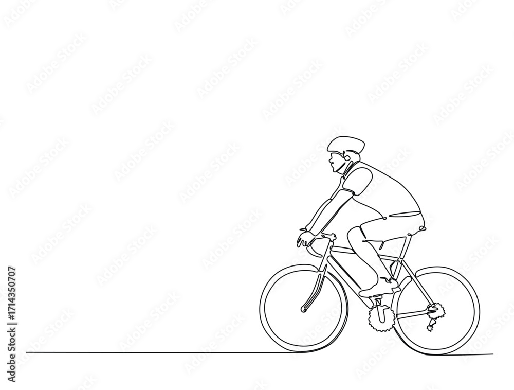 Obraz premium Continuous line art drawing of cyclists cycling on road ,bicycle sport race concept. Athlete riding a bicycle in single line art drawing vector illustration. Editable stroke.