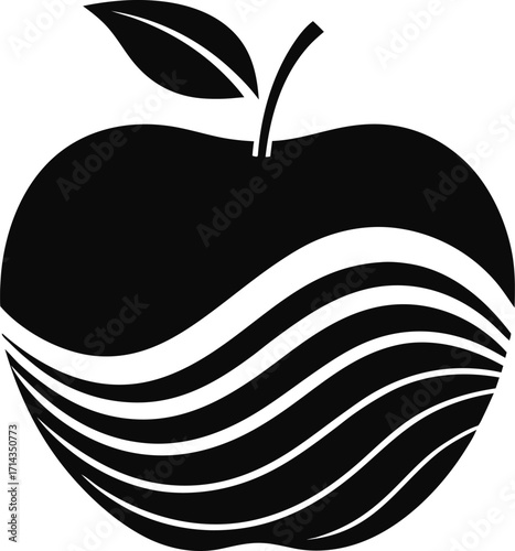 Elegant Black and White Apple Symbol