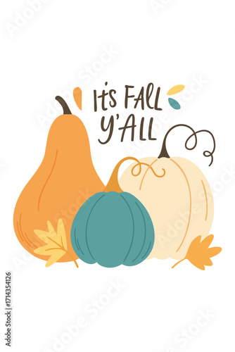 Hello Pumpkin Illustration with Orange Pumpkin and Autumn Leaves – Cute Fall Season Greeting Card, Rustic Harvest Decor and Thanksgiving Seasonal Design.