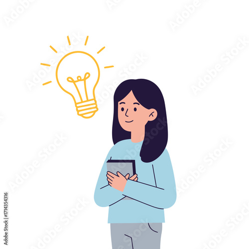 illustration of a woman who suddenly got an idea