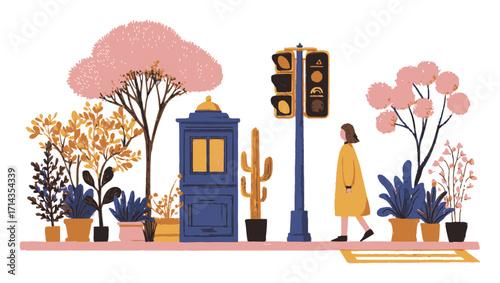 Young Traveler with Suitcase Walking Towards a Tropical Island Scene