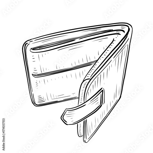 Wallet vector sketch line art hand drawn illustration 