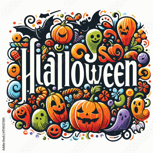 Vector image of halloween sentence