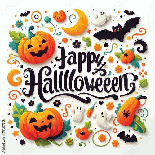Vector image of halloween sentence