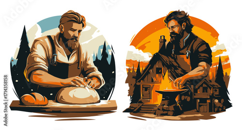 Adventurous Climber on Coastal Rock Face with Scenic Nature Background