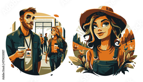 Dynamic Contrast of Youthful Energy and Serene Wisdom in Urban Culture