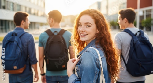 Young People Walking Back to School with Backpacks