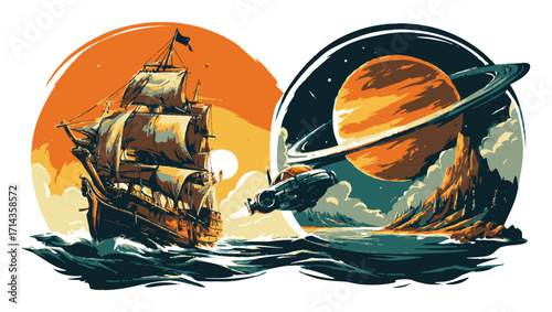 Diver Exploring Underwater Scene and Hiker Walking Through Autumn Landscape