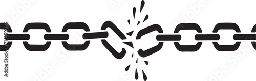 Broken link l icon. Broken chain link symbol representing disconnection and failure.Weaknesses icon set multiple style collection.
