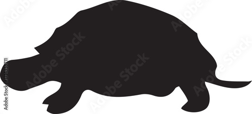 Silhouette of a Giant Tortoise: The bold silhouette of a majestic giant tortoise evokes a sense of ancient wisdom and patient endurance, against a stark contrast and a solid background.