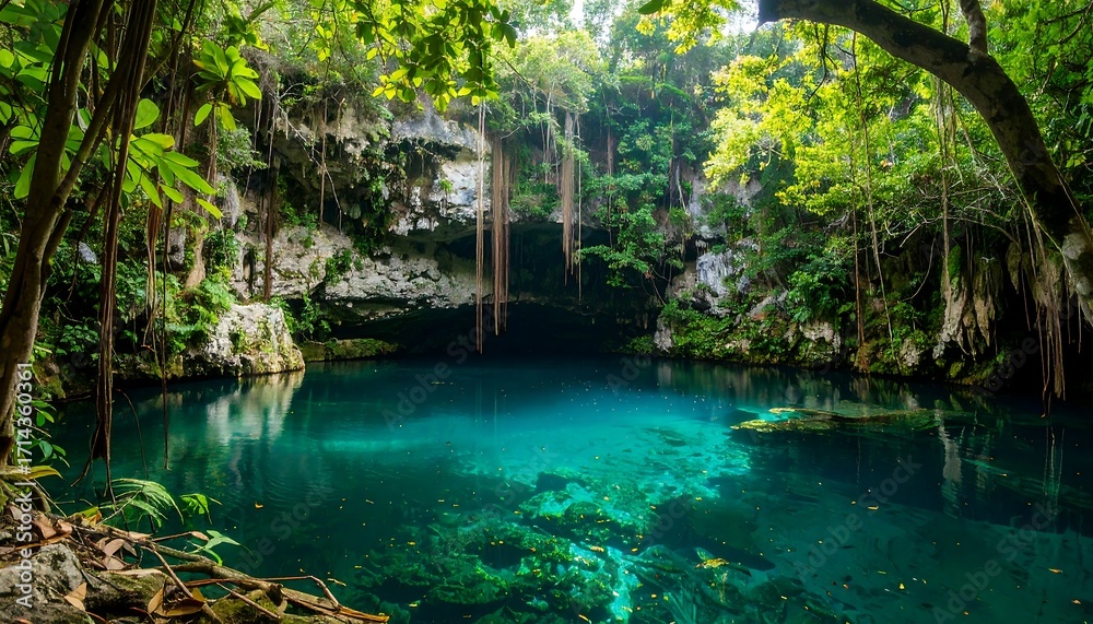 Naklejka premium Lush jungle pool