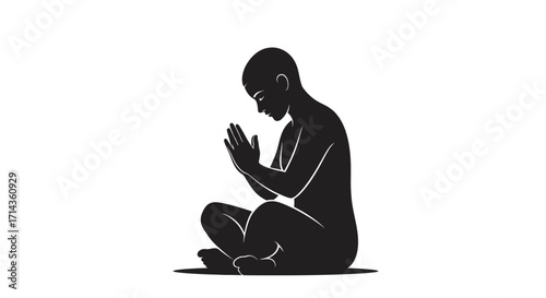 Meditative moment silhouette ideal for wellness campaigns
