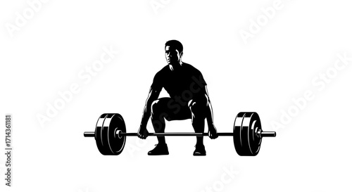 Powerful silhouette of athlete deadlifting