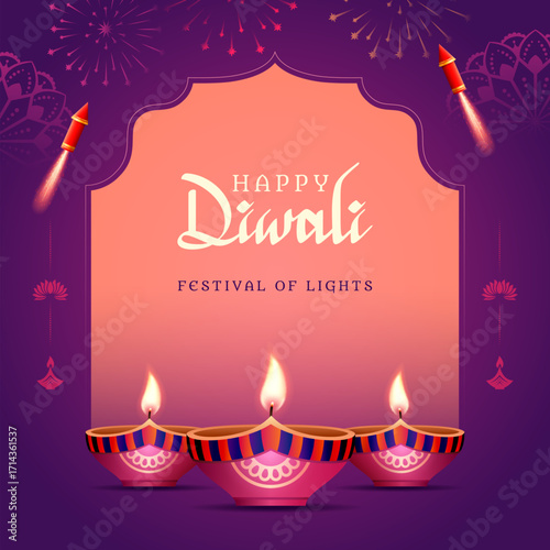 happy diwali festival wishes square banner design
