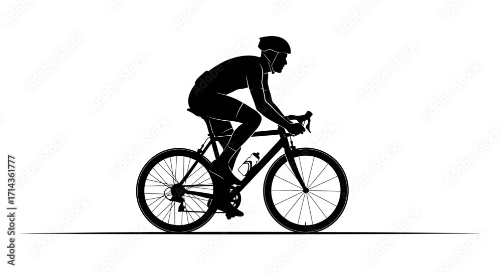Obraz premium Silhouette of Professional Cyclist Riding Bicycle