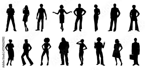 Retro people with Vintage Fashion silhouette.