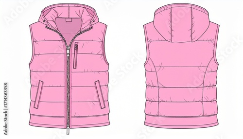 Vest Mockup for Product Design - Work Attire Template for Logo Placement and Branding - Print Technical Outline for Corporate Merchandise