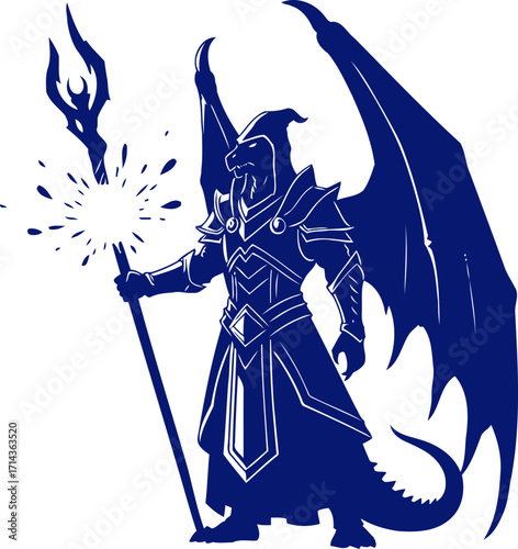 dragon sorcerers mystical enchantment a majestic silhouette of arcane power, isolated on transparent background