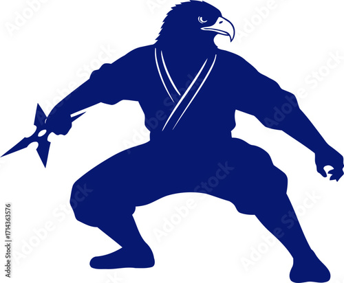 eagle ninjas silent strike a navy blue silhouette of deadly grace and precision, isolated on transparent background