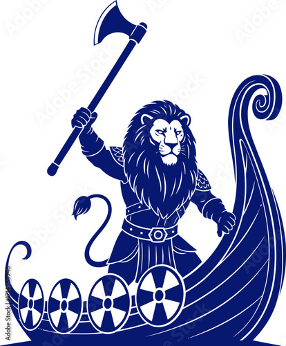 majestic lion viking a regal warriors triumphant conquest, isolated on transparent background