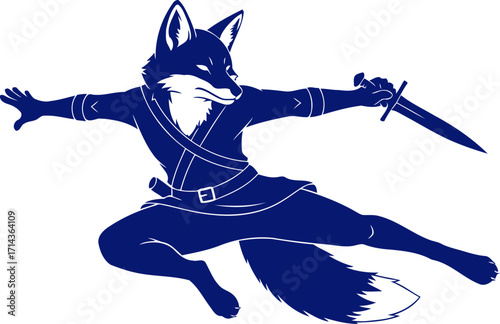 midnight fox stealthy canine warriors deadly leap, isolated on transparent background
