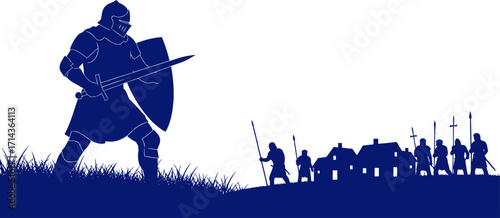 medieval knights lone stand a navy silhouette of courageous defense, isolated on transparent background