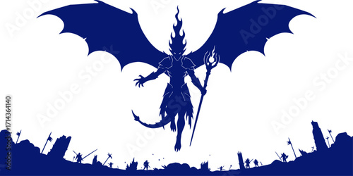 navy dragon lords conquest a silhouette of epic fantasy power, isolated on transparent background