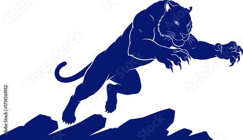 night prowlers silent descent a navy blue panther silhouette of stealth and power, isolated on transparent background