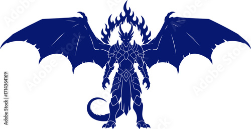 nightmarish dragon knight obsidian silhouette of dark fantasy, isolated on transparent background