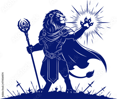 regal lion sorcerer a majestic guardians mystical power, isolated on transparent background